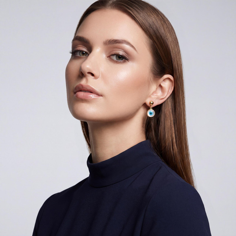 گوشواره میخی طلا 18 عیار زنانه تاج مدل A329 - 2