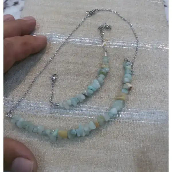 نیم ست زنانه مدل سنگ طبیعی آماازونیت