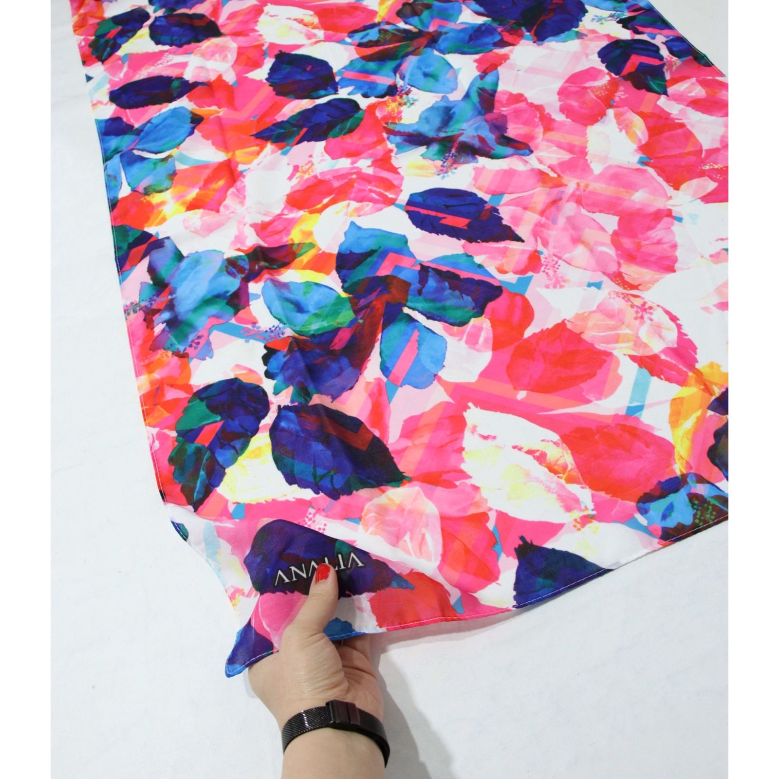 شال زنانه مدل نخی مزونی طرح آبرنگی بهاری کد ana-4090 -  - 10