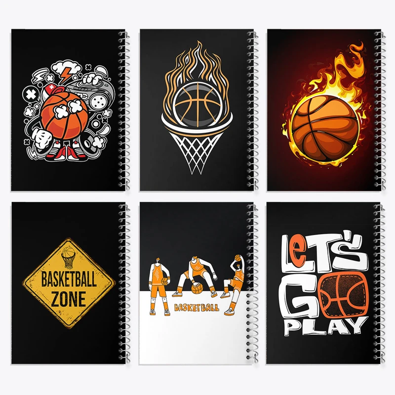 دفتر مشق 100 برگ خندالو طرح بسکتبال (Basketball) کد 384 مجموعه 6 عددی