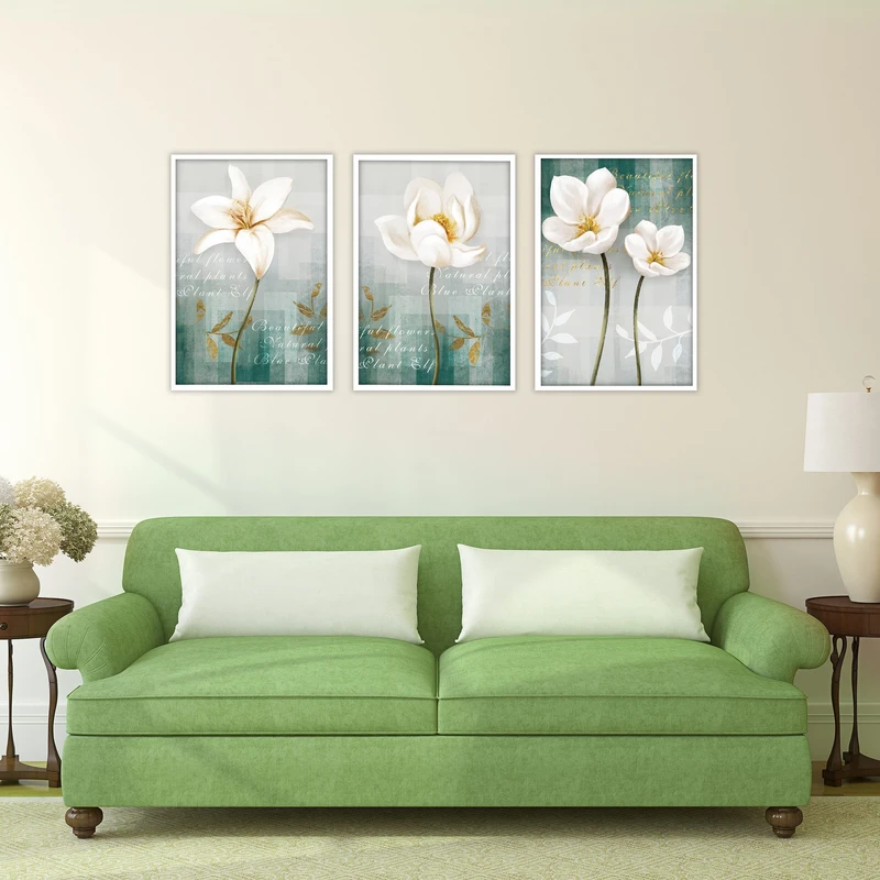 تابلو بکلیت طرح مدرن طبیعت و گل مدل W-1885 مجموعه 3 عددی