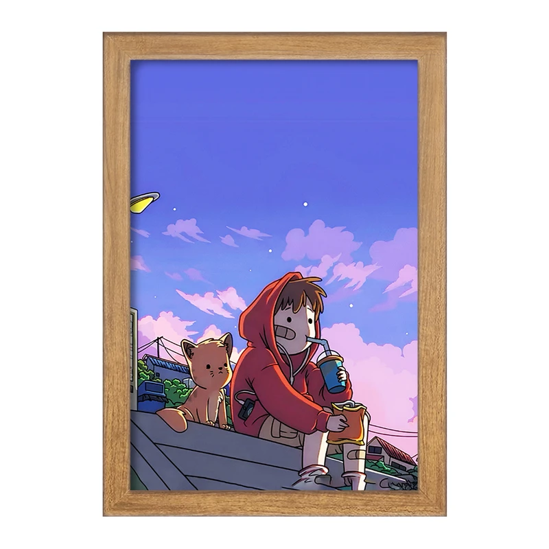 تابلو خندالو مدل پسر و گربه کد F4707