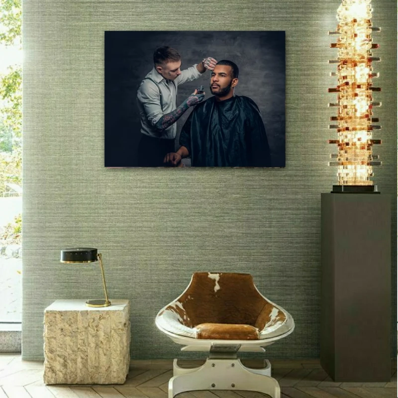 تابلو شاسی طرح مخمل آرایشگاه مردانه کد BK1183