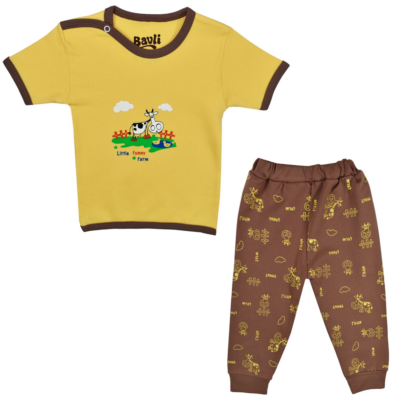 ست تی شرت و شلوار نوزادی باولی مدل گاو کد 1 -  - 1