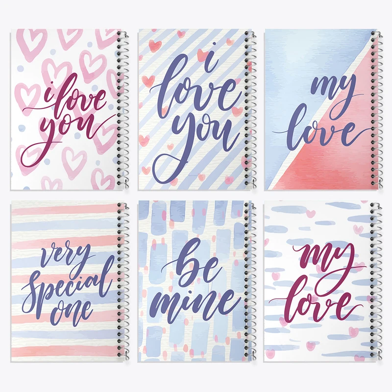 دفتر مشق 50 برگ خندالو طرح عاشقانه (Love) کد 838 مجموعه 6 عددی