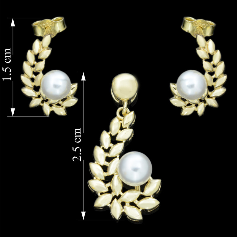 نیم ست طلا 18 عیار زنانه طلای مستجابی مدل زیتون 670135