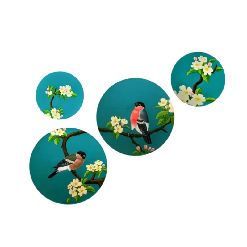 بشقاب دیوارکوب سفالی طرح پرنده مجموعه 4 عددی
