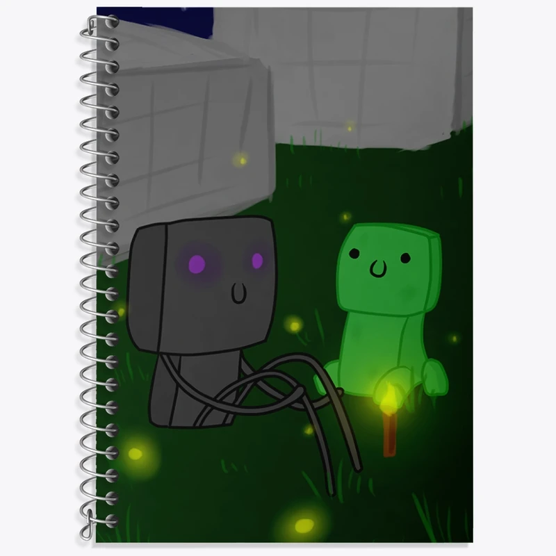 دفتر زبان 50 برگ خندالو مدل دو خط طرح بازی ماینکرافت (Minecraft) کد 36993