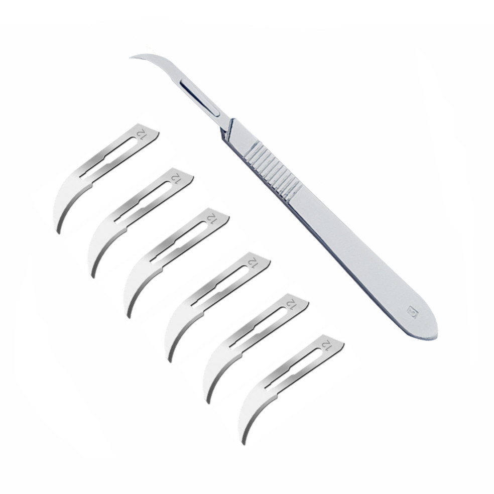 دسته تیغ جراحی مدل SKKJQWRT002369 شماره 3 به همراه تیغ استرریل مدل SKJHP002364  مجموعه 7 عددی