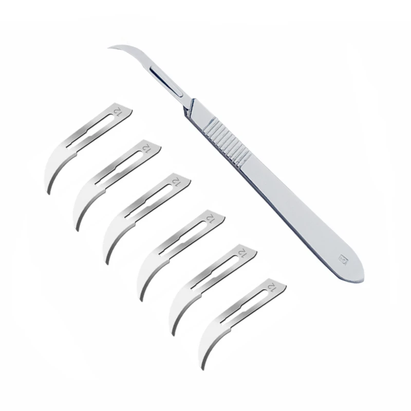 دسته تیغ جراحی مدل SKKJQWRT002369 شماره 3 به همراه تیغ استرریل مدل SKJHP002364  مجموعه 7 عددی
