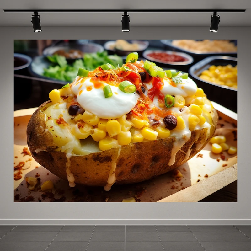 تابلو بوم طرح مخمل فست فود مدل سیب زمینی تنوری کد AR3059488