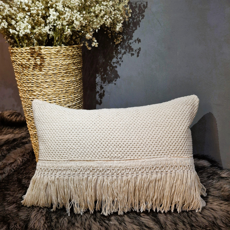 کاور کوسن مدل مکرومه نیلا سایز 31*50 سانتی متر