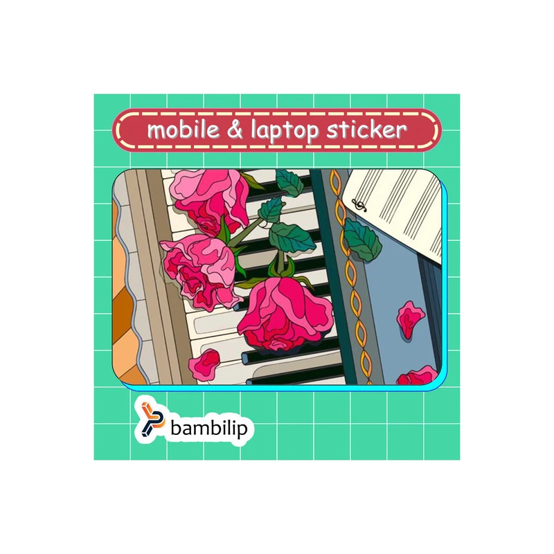 استیکر بامبیلیپ مدل کارت عابر طرح پیانو رز و نت کد 1883304