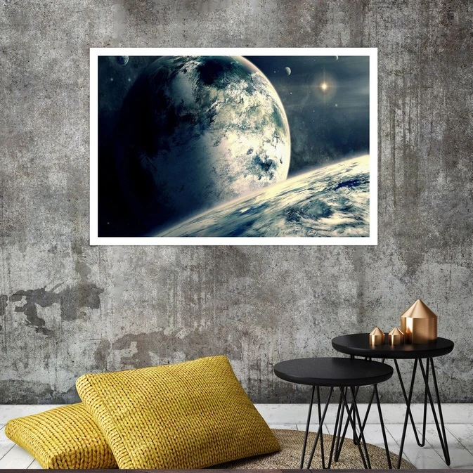 تابلو بکلیت طرح کهکشان و سیاره زمین مدل قاب شاسی W-s8236