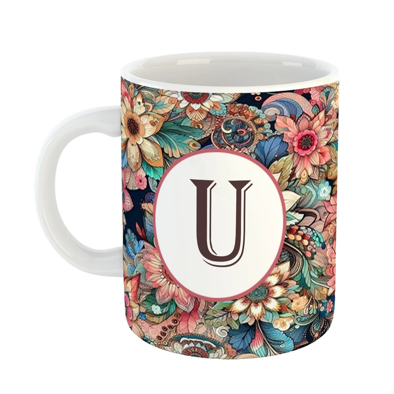 ماگ پادآفرین مدل فانتزی طرح حرف U کد 40