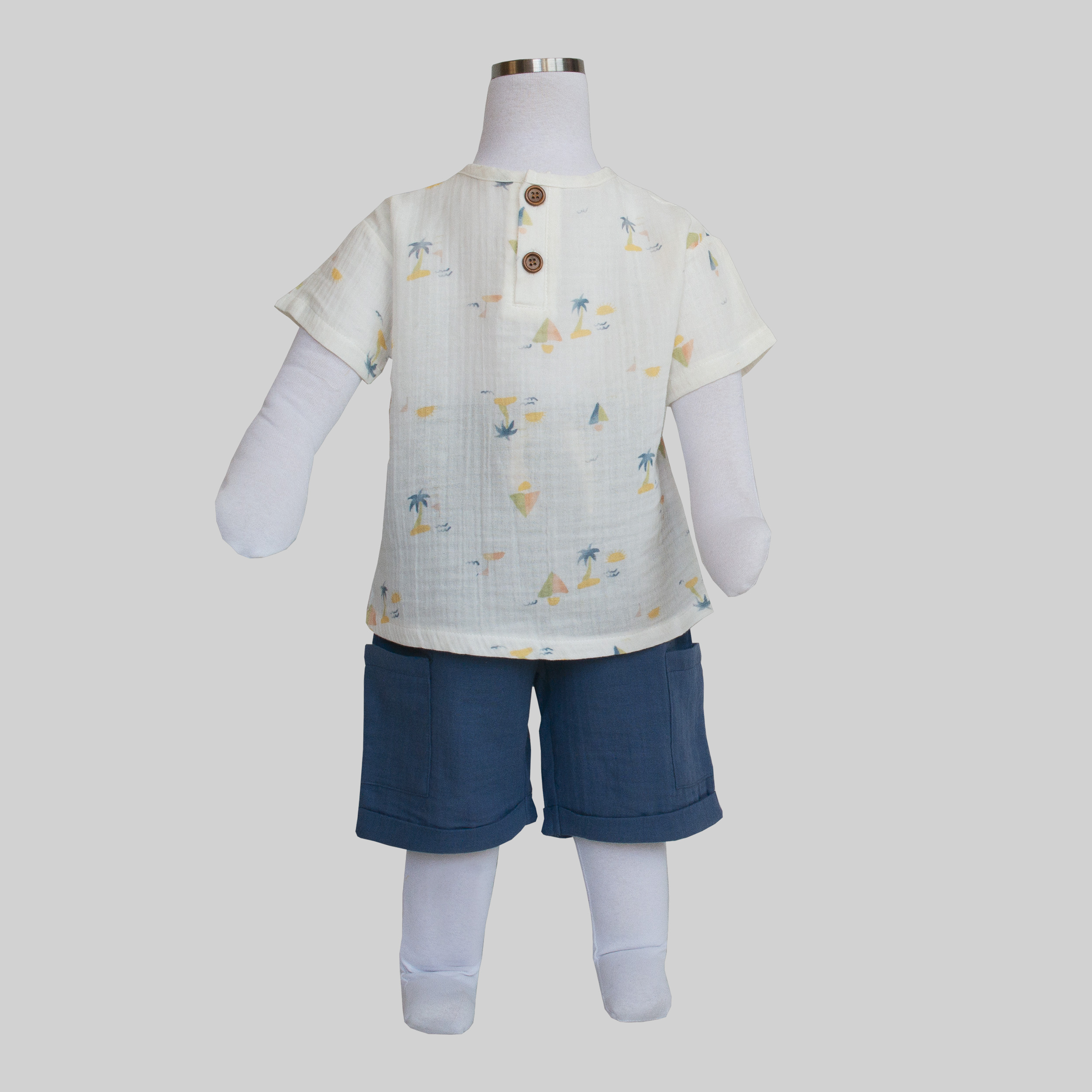 ست تی شرت و شلوارک پسرانه مدل  INDIGO