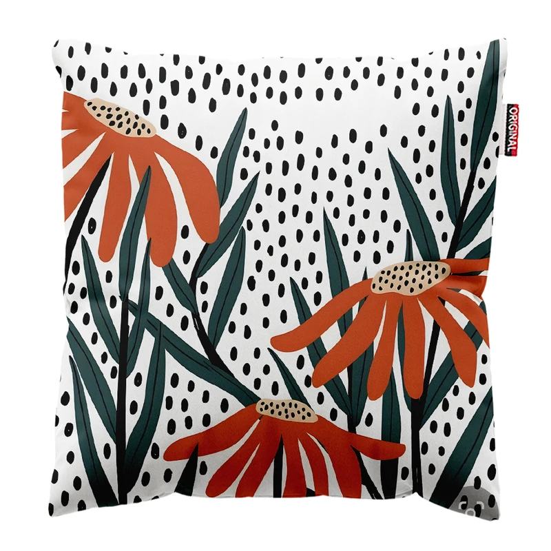 کوسن پاد آفرین مدل مینیمال طرح گل و برگ کد PK403231 سایز 40*40 سانتی متر