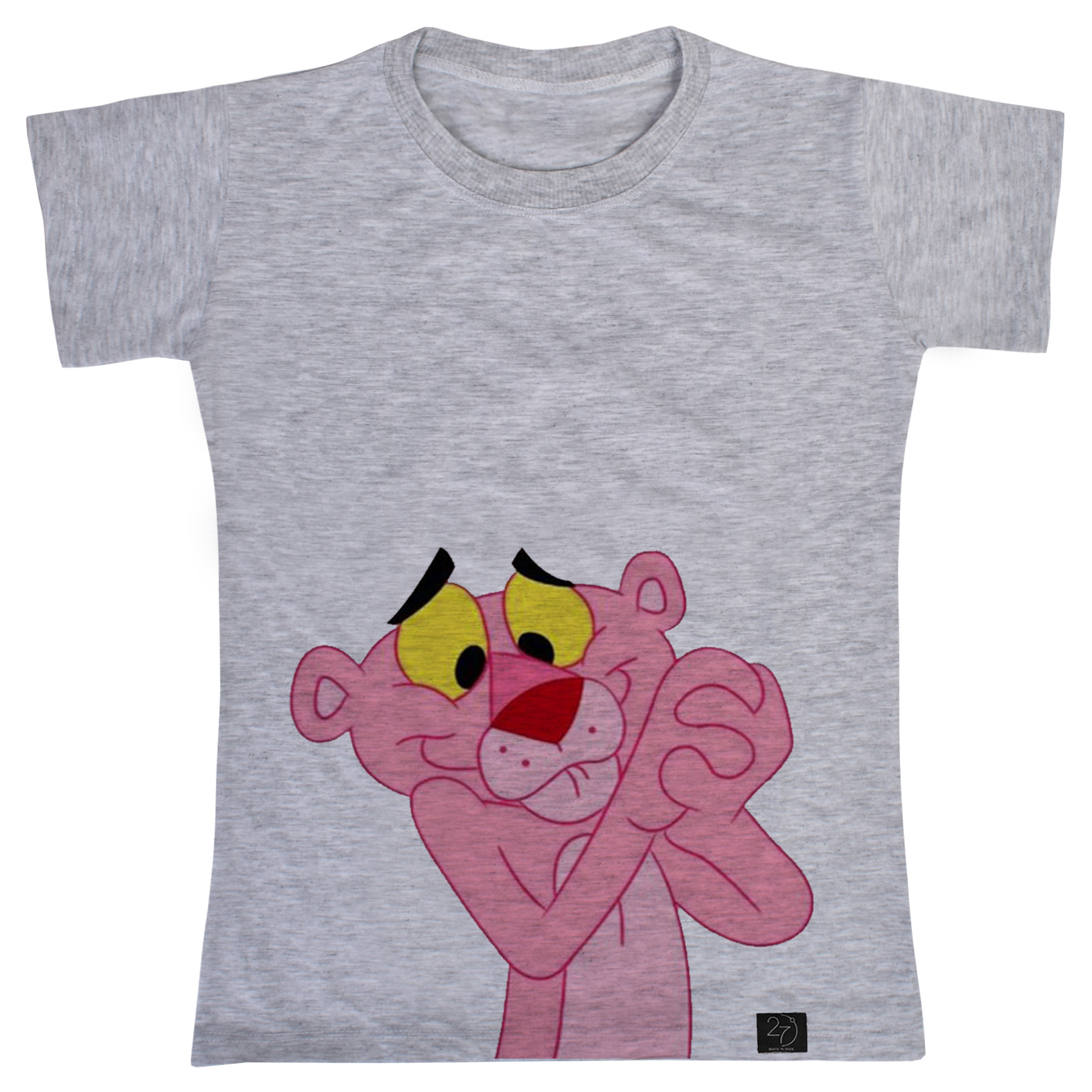 تی شرت آستین کوتاه دخترانه 27 مدل پلنگ صورتی کد KV136