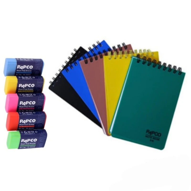 دفتر یادداشت ۱۰۰ برگ پاپکو مدل ۶۱۶ به همراه پاک کن بسته ۱۰ عددی