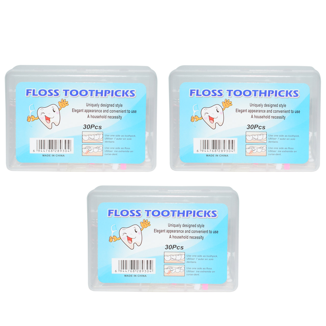 نخ دندان فلاس توتپیکس مدل 02 3 بسته 30 عددی