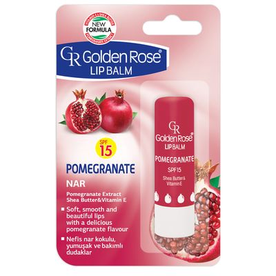 بالم لب گلدن رز مدل Pomegranate Shine حجم 5 میلیلیتر، حاوی عصاره انار، ویتامین E، کره شی، با SPF15
