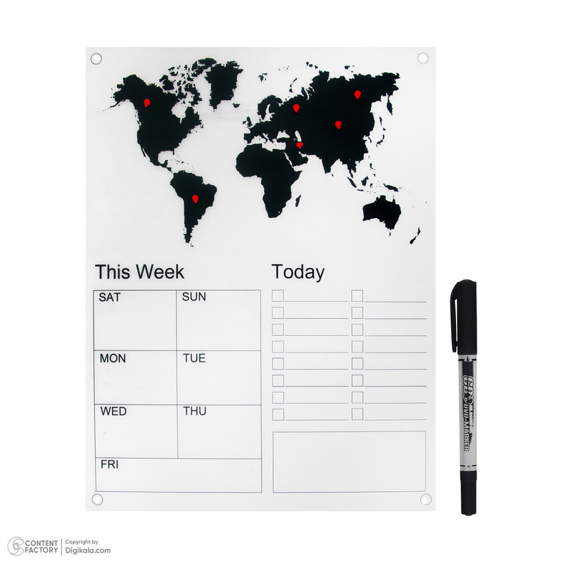 تخته وایت برد مدل پلنر سفر کد 001 سایز 30x42 سانتی متر به همراه ماژیک
