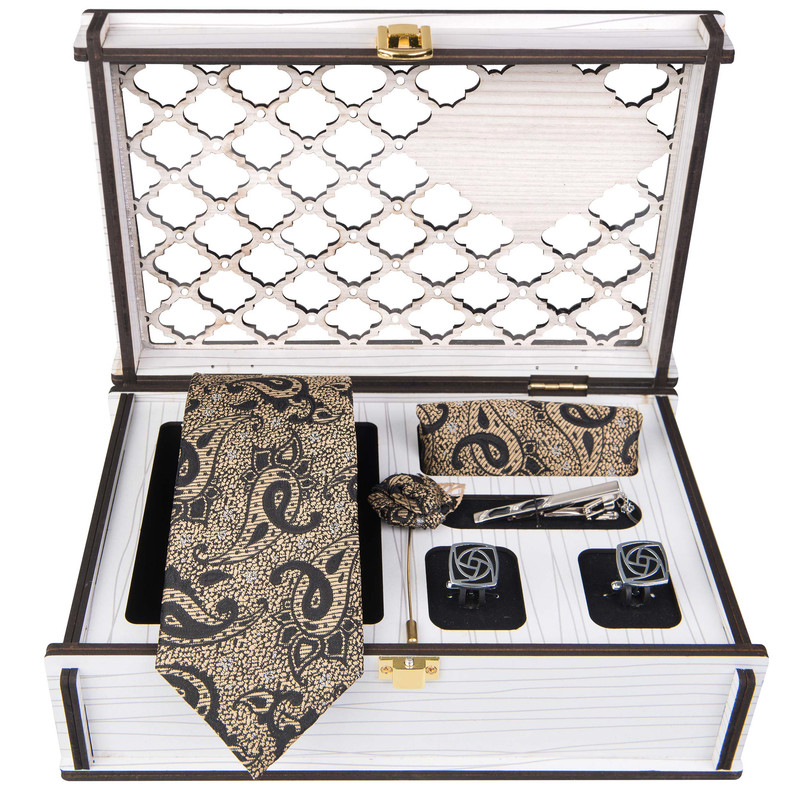 ست کراوات و دستمال جیب و دکمه سردست مردانه جیان فرانکو روسی مدل GF-PA837RE-BOX