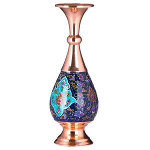 گلدان میناکاری مس و پرداز کد 2544 ارتفاع 26 سانتی متر