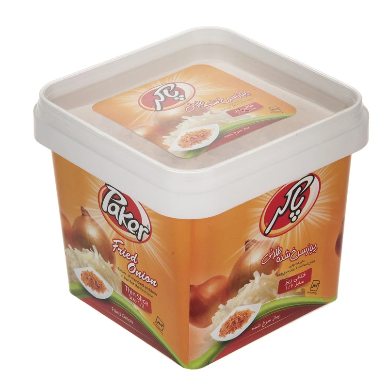 پیاز سرخ شده طلایی خلالی ریز پاکر سایز 1.2 مقدار 125 گرم
