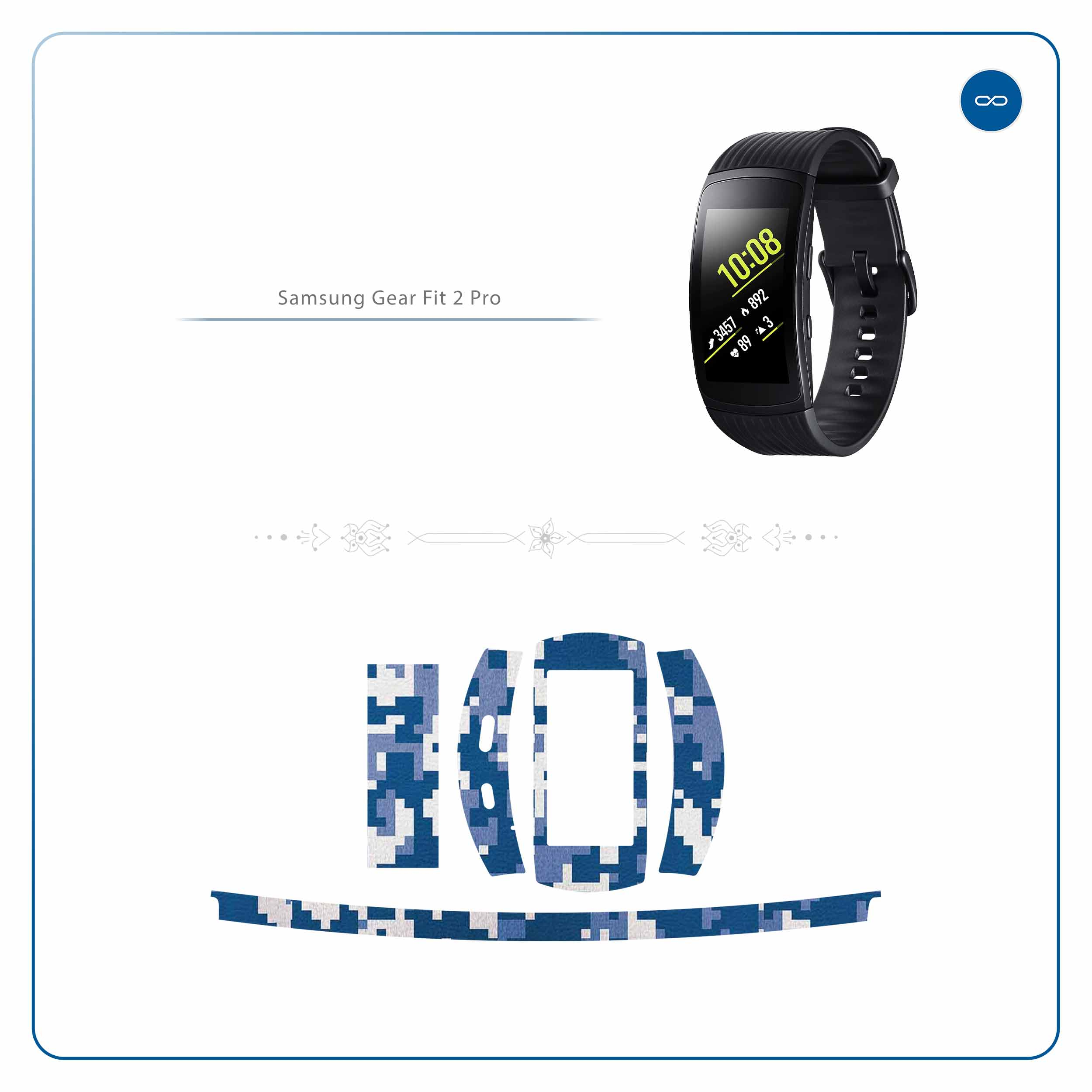 برچسب ماهوت طرح Army-Winter-Pixel مناسب برای ساعت هوشمند سامسونگ Galaxy Gear Fit 2 Pro