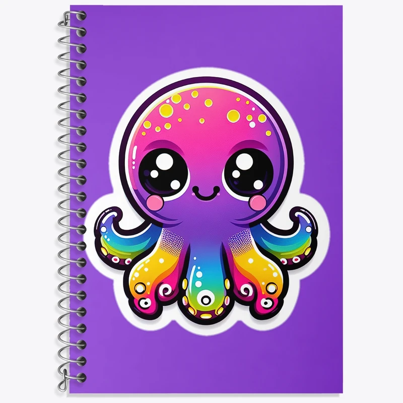 دفتر زبان 50 برگ خندالو مدل دو خط طرح هشت پا کیوت کد N1450