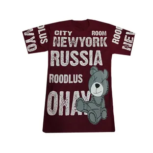 تی شرت لانگ آستین کوتاه  زنانه مدل تدی رنگ زرشکی