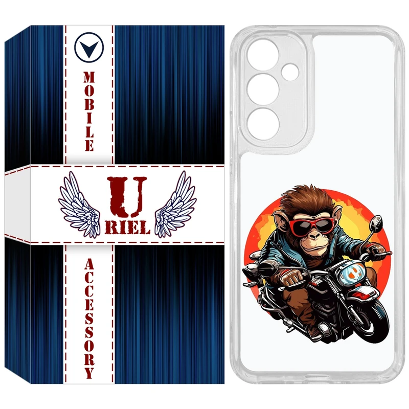 کاور یوریل مدل Clear کد 32 طرح میمون موتورسوار مناسب برای گوشی موبایل سامسونگ Galaxy A54
