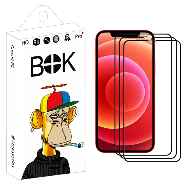 محافظ صفحه نمایش سرامیکی بوک مدل +HD مناسب برای گوشی موبایل اپل Iphone 12 بسته سه عددی