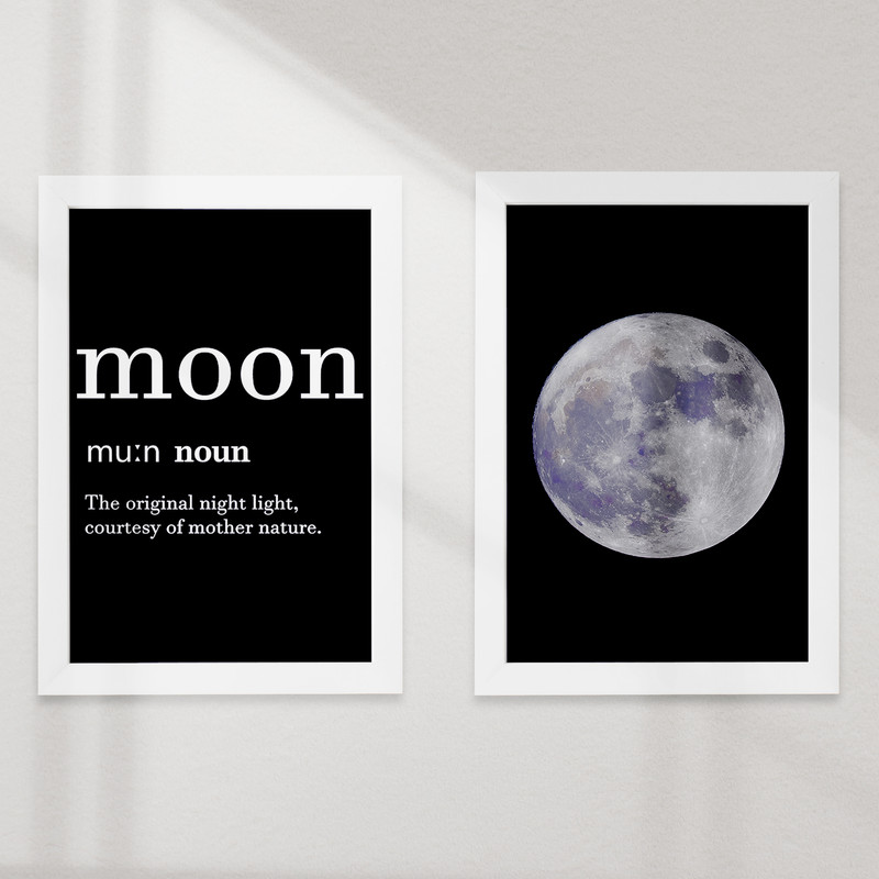 تابلو خندالو مدل دکوراتیو ماه Moon کد M98 مجموعه 2 عددی