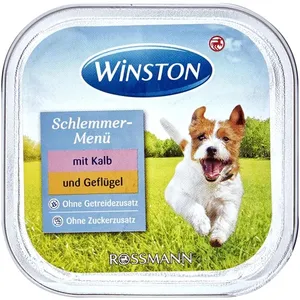 کنسرو غذای سگ وینستون مدل گوشت گوساله و مرغ وزن ۱۵۰ گرم 