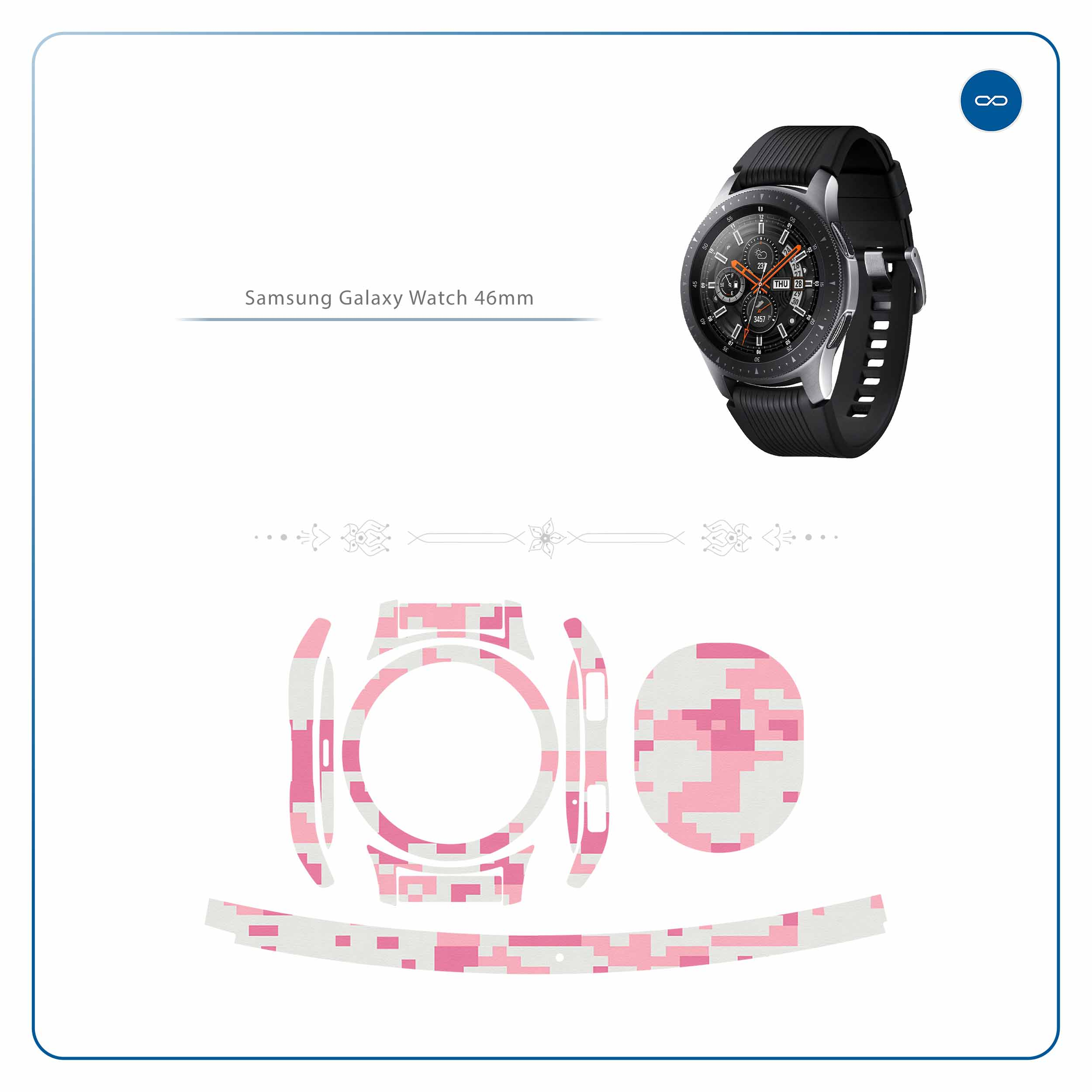 برچسب ماهوت طرح Army-Pink-pixel مناسب برای ساعت هوشمند سامسونگ Galaxy Watch 46mm