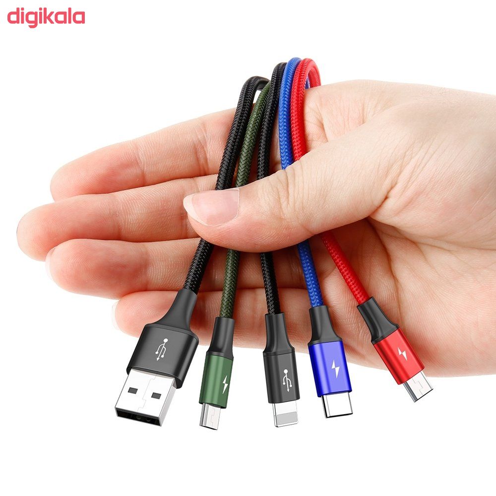 کابل تبدیل USB به لایتنینگ/ microUSB/ USB-C باسئوس مدل CA1T4-C01 طول 1.2 متر main 1 2