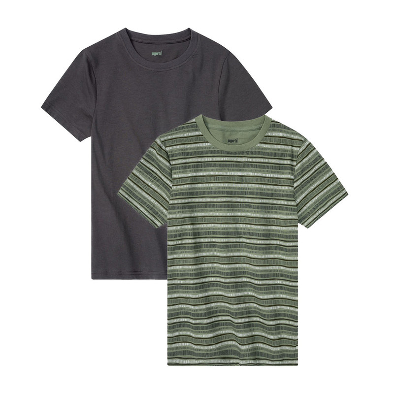 تی شرت آستین کوتاه پسرانه پیپرتس مدل راه راه AT302 مجموعه دو عددی