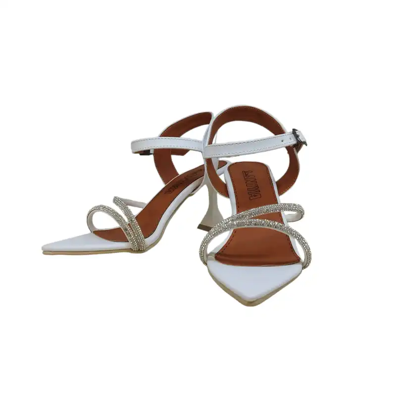 صندل زنانه مدل فرشــــــــته بیاله نگینی رنگ سفید