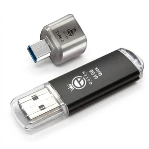 فلش مموری کوئین تک مدل quick c-plus ظرفیت 64 گیگابایت با رابط usb 2.0 و مبدل usb-c، سرعت انتقال 30 مگابایت بر ثانیه، طراحی درپوش دار، مناسب گوشی، تبلت، کامپیوتر و تلویزیون