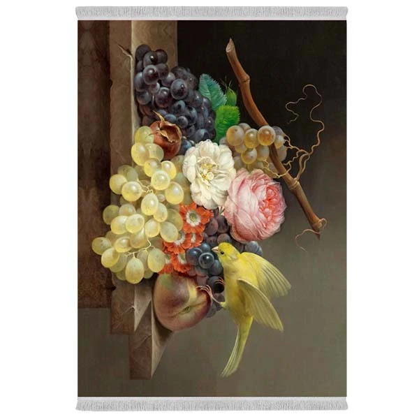 فرش پارچه‌ای دفه مدل فرشینه شانل مخمل طرح فانتزی کد 7040