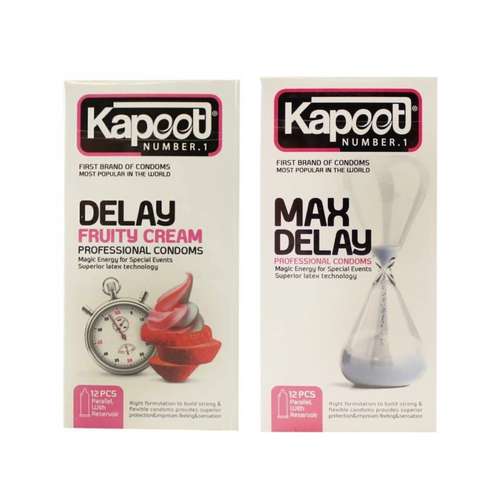 کاندوم تاخیری کاپوت مدل DELAY FRUITY CREAM بسته 12 عددی به همراه کاندوم تاخیری کاپوت مدل MAX DELAY بسته 12 عددی