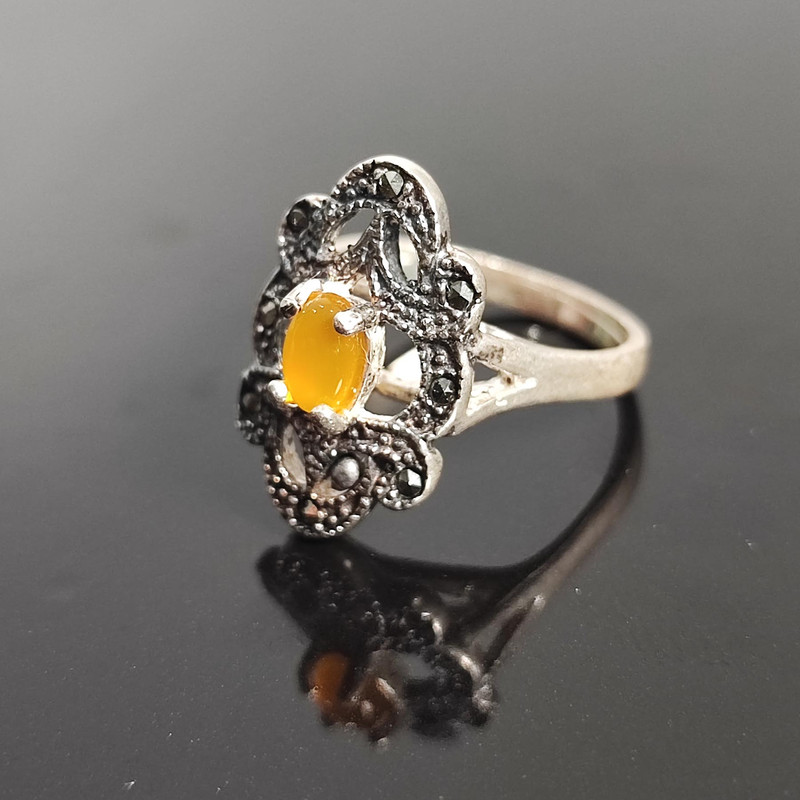 انگشتر نقره زنانه مدل عقیق شرف الشمس SHW6044