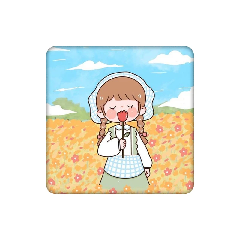 زیرلیوانی طرح دختر در مزرعه گل کد 1375680