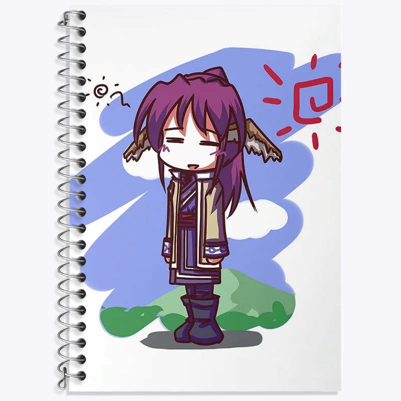 دفتر زبان 50 برگ خندالو مدل دو خط طرح بازی Utawarerumono کد 35365