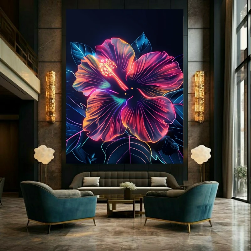 تابلو بوم طرح مخمل گل فانتزی درخشان 2 کد FP105548