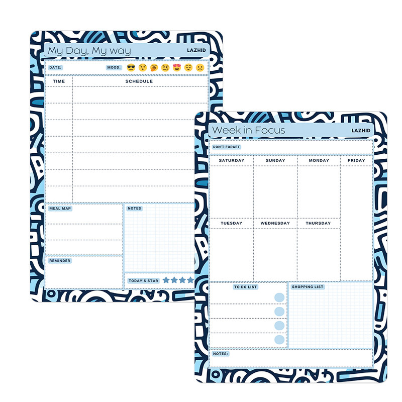 تخته وایت برد لاژید مدل آهنربایی طرح پلنر هفتگی و روزانه سایز 20X30 سانتیمتر  مجموعه 2 عددی