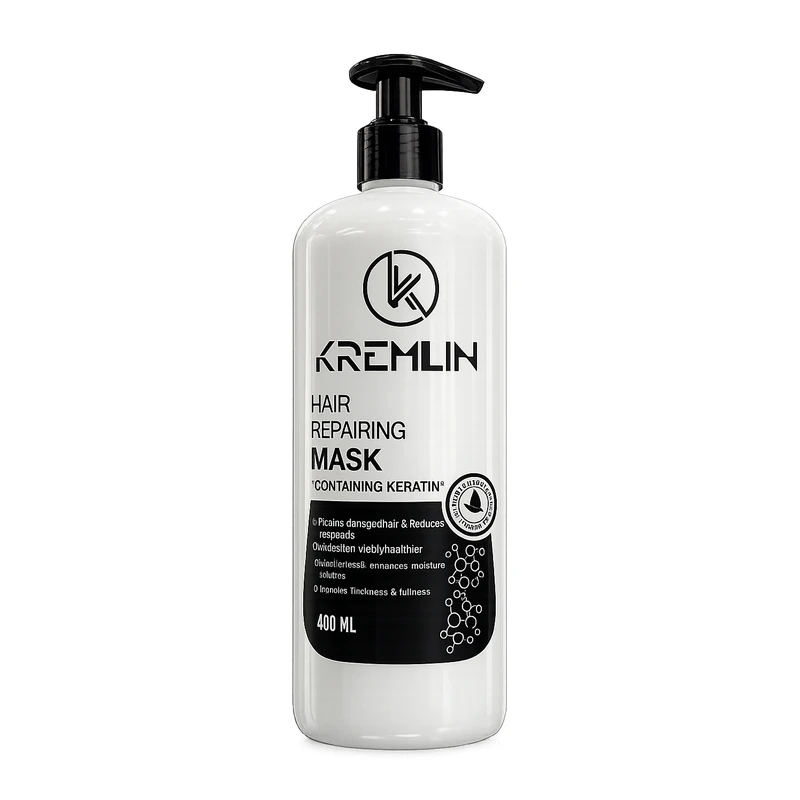ماسک مو بدون سولفات کرملین مدل KERATIN مناسب برای انواع مو سازگار با موی کراتین شده حجم 400 میلی لیتر