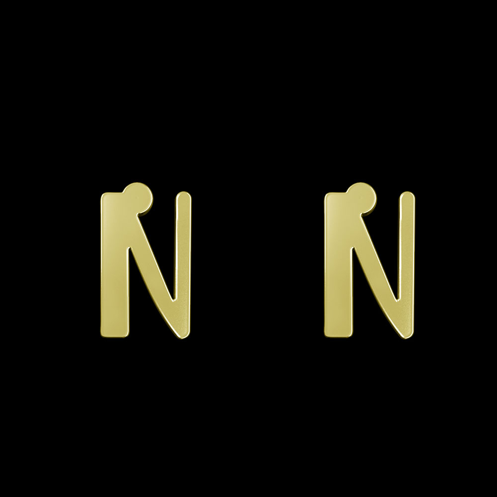 گوشواره طلا 18 عیار زنانه مدوپد مدل حرف N کد GA1-16900